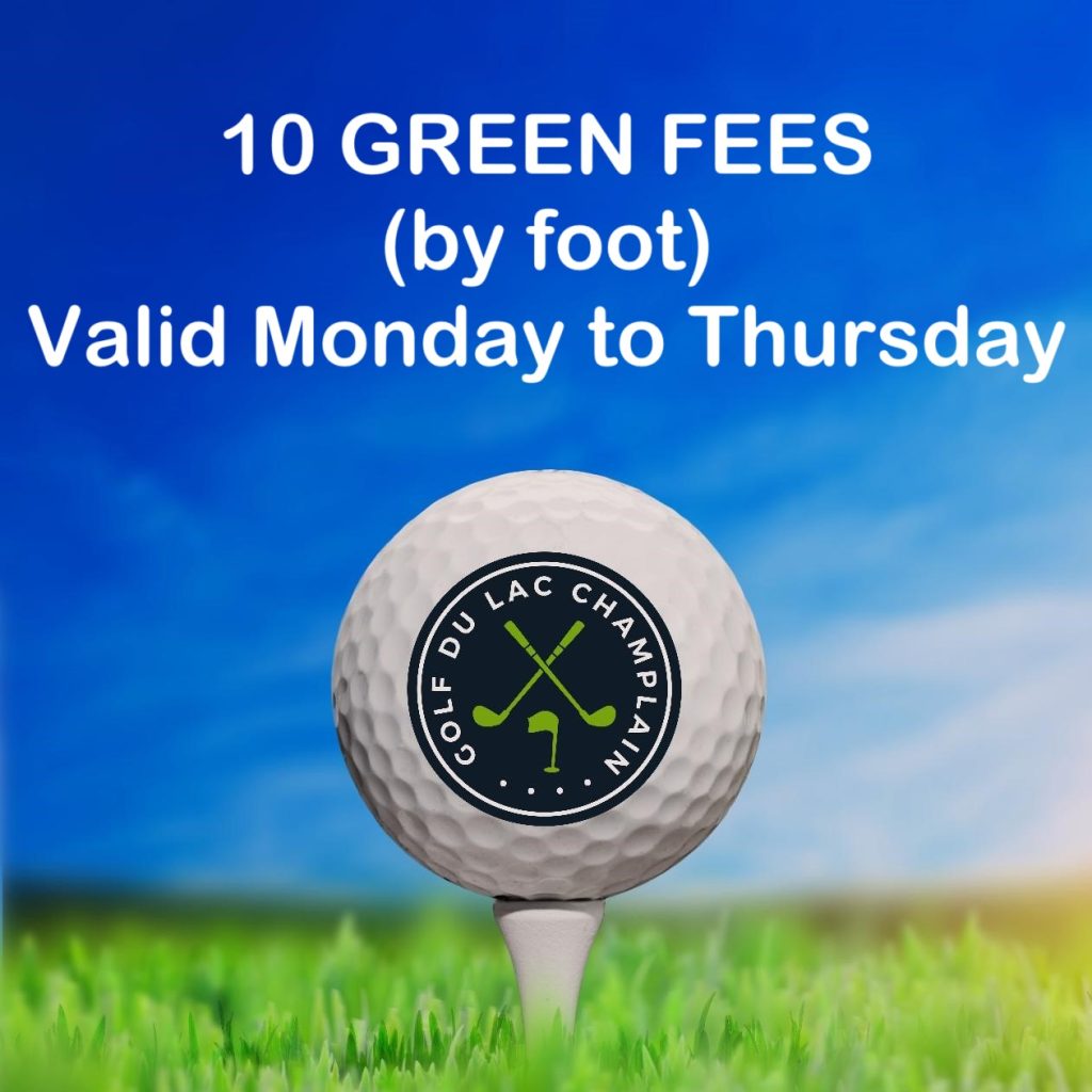 2025 SeasonReservation Required:14 days maximum
30$ discount per green fee for the 2026 season, if not used in 2025.Additional fees if used after October 31, 2025.Price: $413.13